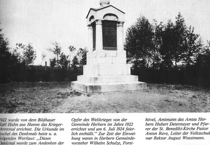 Altes Kriegerdenkmal Quelle. Archiv Farwick